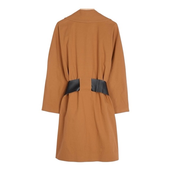 BA&SH Drape Coat Trench Black Leather Belt Camel Size 4 S 0 Luxury Wrap Casual - Picture 6 of 15